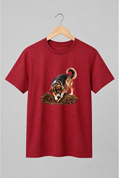 Generic Brand Tricou unisex cu Câine care sapă în pământ după os pentru iubit...