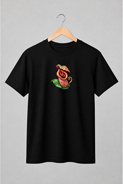 Generic Brand Tricou unisex cu Plantă carnivoră Nepenthes ilustrație botanică