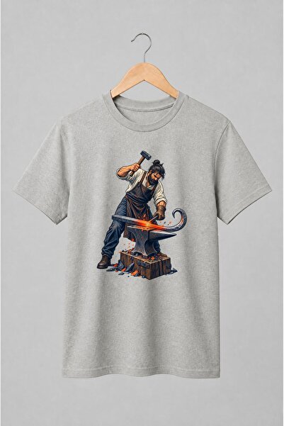 Generic Brand Tricou unisex cu Fierar la nicovală în stil atelier