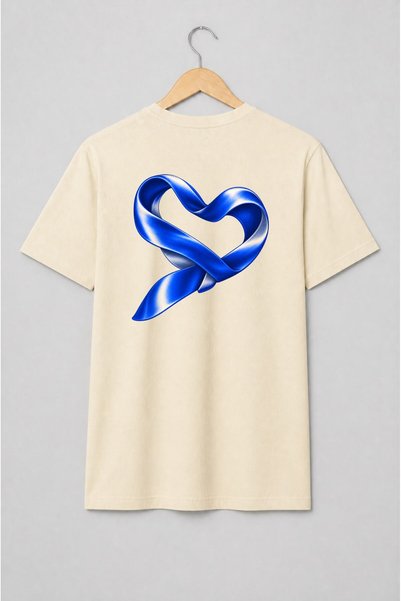 Generic Brand Tricou unisex cu Inimă din panglică albastră pentru stil romantic