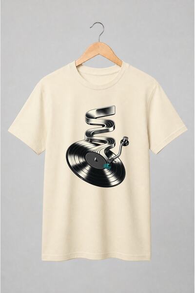 Generic Brand Tricou unisex cu Pick-up cu disc de vinil în stil retro