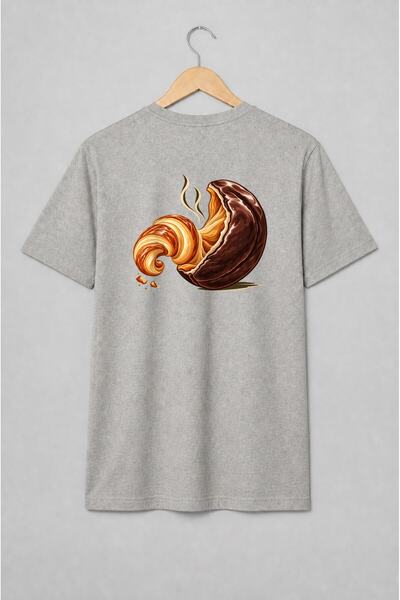 Generic Brand Tricou unisex cu Croissant cu ciocolată în stil vintage