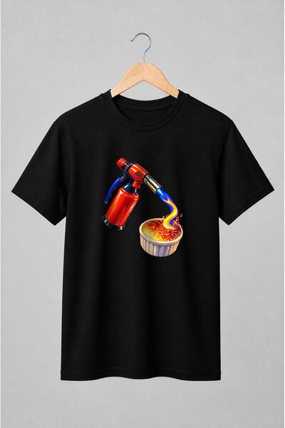 Generic Brand Tricou unisex cu Torță culinară și crème brûlée pop-art
