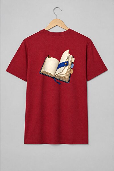 Generic Brand Tricou unisex cu Jurnal deschis cu semn de carte albastru vintage