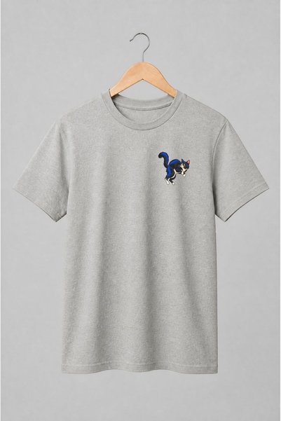 Generic Brand Tricou unisex cu Pisică neagră cu ochi galbeni ilustrație felină