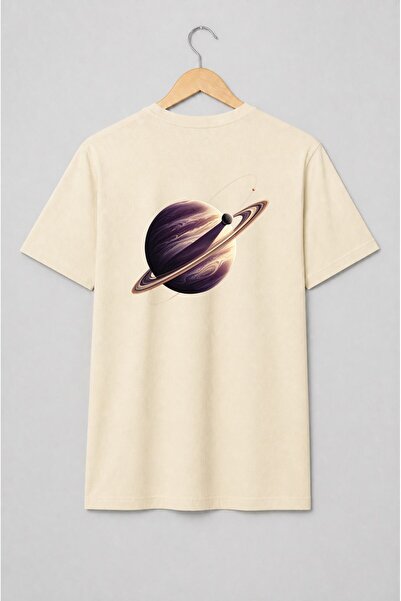 Generic Brand Tricou unisex cu Saturn cu inele în stil retro