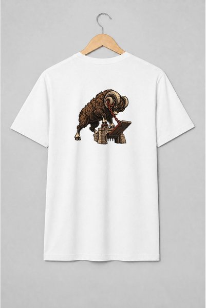 Generic Brand Tricou unisex cu Berbec cu coarne și pod mobil medieval