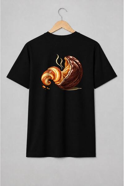 Generic Brand Tricou unisex cu Croissant cu ciocolată în stil vintage