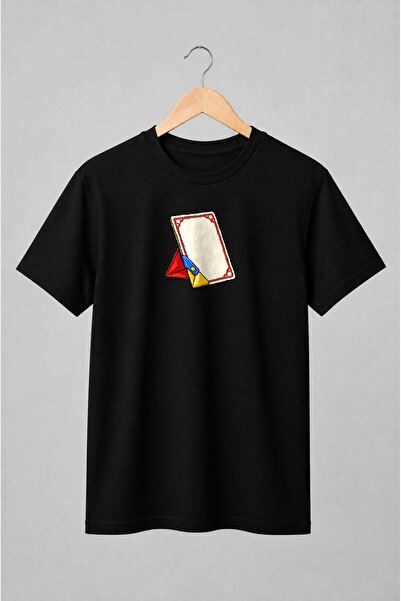 Generic Brand Tricou unisex cu Carte de joc ilustrată stil retro