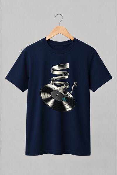 Generic Brand Tricou unisex cu Pick-up cu disc de vinil în stil retro