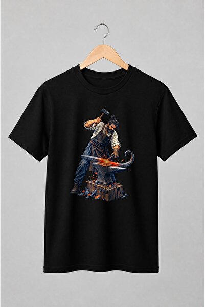 Generic Brand Tricou unisex cu Fierar la nicovală în stil atelier