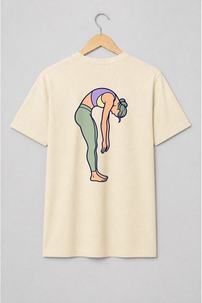 Generic Brand Tricou unisex cu Femeie în flexie înainte pentru yoga
