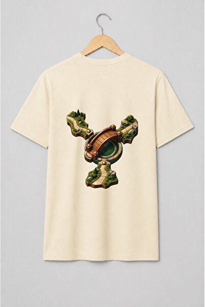Generic Brand Tricou unisex cu Hartă de joc fantasy cu pod și poteci