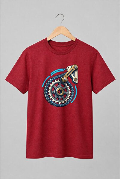 Generic Brand Tricou unisex cu Lanț și pinion de motocicletă stil mecanic