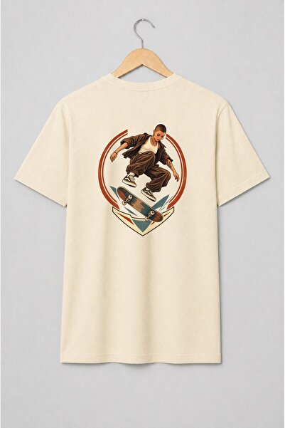 Generic Brand Tricou unisex cu Skateriță pe skateboard, stil retro