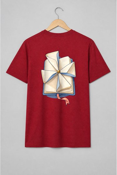 Generic Brand Tricou unisex cu Carte deschisă cu semn de carte vintage