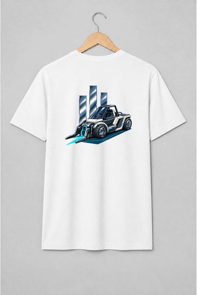 Generic Brand Tricou unisex cu Stivuitor futurist cu furci