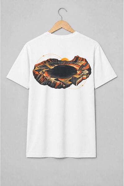 Generic Brand Tricou unisex cu Crater cosmic cu orbite în stil vintage