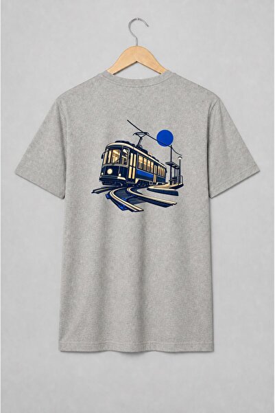 Generic Brand Tricou unisex cu Tramvai retro urban