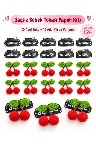 Massaltay طقم صنع مشابك شعر الأطفال بدون شعر، 10 قطع مشابك شعر + 10 قطع كرات ...