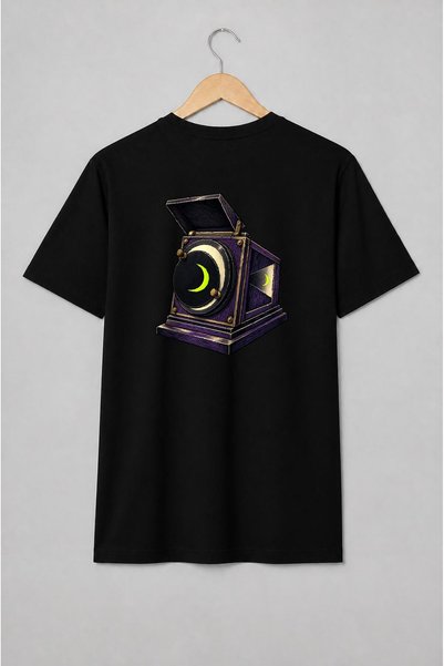 Generic Brand Tricou unisex cu Aparat foto vintage cu semilună