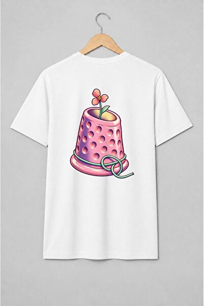 Generic Brand Tricou unisex cu Floare într-un degetar pop art