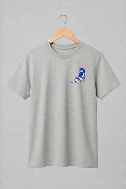 Generic Brand Tricou unisex cu Pisică albastră stilizată