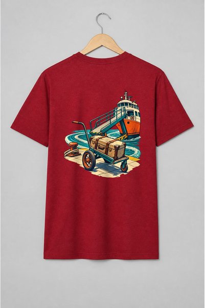 Generic Brand Tricou unisex cu Vapor cu cufăr de călătorie vintage