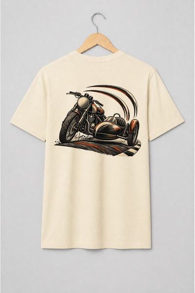 Generic Brand Tricou unisex cu Motocicletă cu ataș vintage