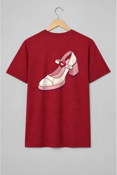 Generic Brand Tricou unisex cu Pantof cu toc cu inimă stil romantic