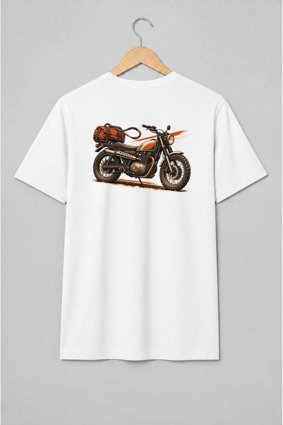 Generic Brand Tricou unisex cu Motocicletă scrambler vintage cu geantă de căl...