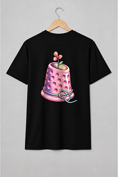 Generic Brand Tricou unisex cu Floare într-un degetar pop art
