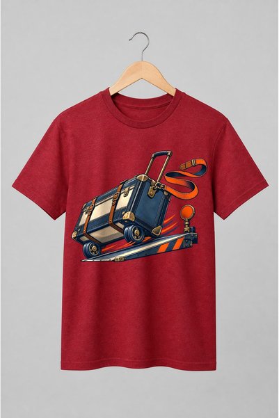 Generic Brand Tricou unisex cu Valiză pe rampă stil vintage