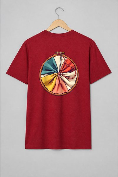 Generic Brand Tricou unisex cu Gherghef cu ac și țesături colorate pentru art...