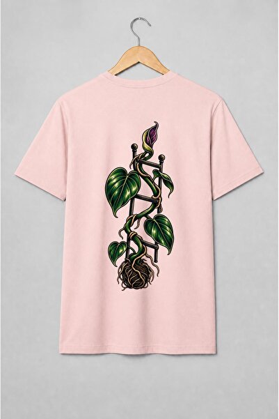 Generic Brand Tricou unisex cu Plantă cățărătoare pe spalier ilustrație botanică