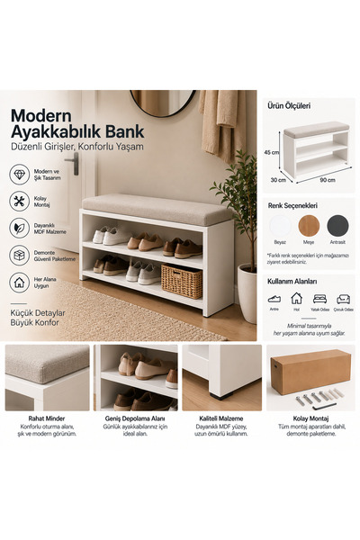 Modern Ayakkabılık 90x30x45 Bank