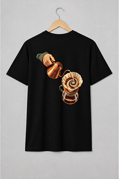 Generic Brand Tricou unisex cu Cafea la filtru cu ibric și carafă stil barista