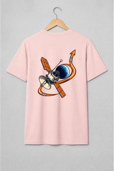 Generic Brand Tricou unisex cu Satelit spațial și Pământ în stil comic