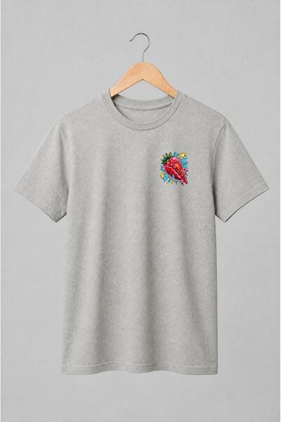 Generic Brand Tricou unisex cu Căpșuni cu sos curgător pop art