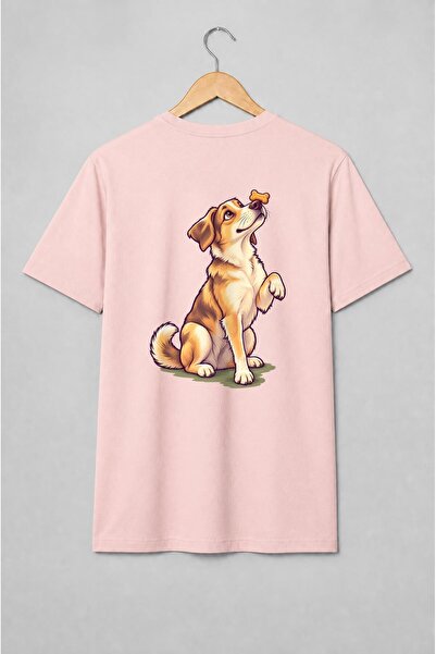 Generic Brand Tricou unisex cu Câine cu os deasupra nasului ilustrație jucăușă
