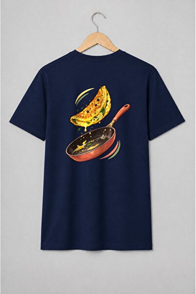 Generic Brand Tricou unisex cu Omletă în tigaie cu ierburi ilustrație culinară