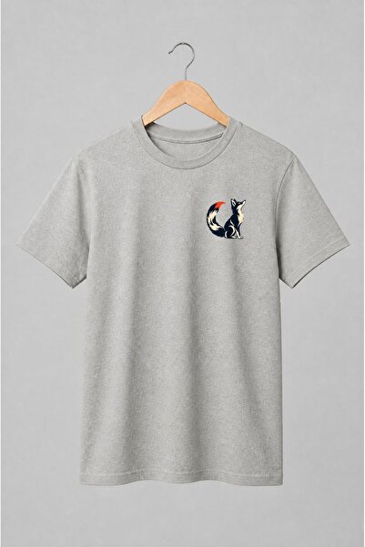 Generic Brand Tricou unisex cu Vulpe stilizată cu coadă luminoasă