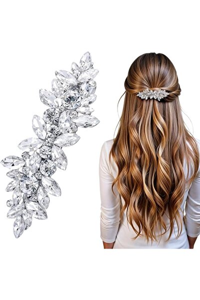 ASKIND Rhinestone Hair Clips, Sparkly Silver Bridal Hair Accessories for Wome...