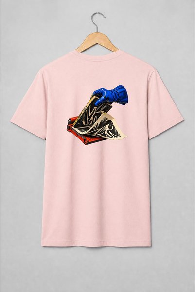 Generic Brand Tricou unisex cu Serigrafie artizanală cu mănușă albastră