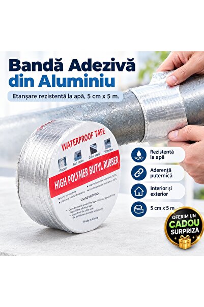 Zâna Casei Bandă adezivă din aluminiu rezistentă la apă, 5 cm x 5 m