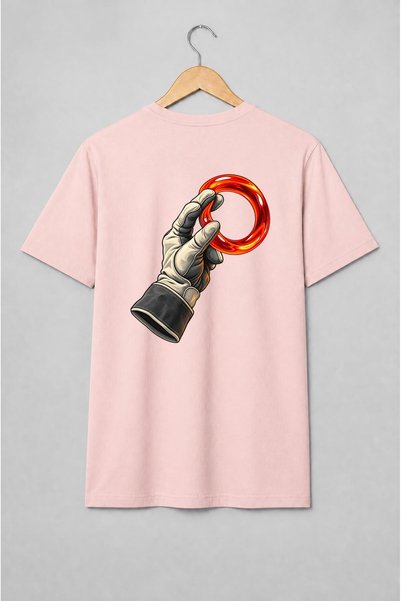 Generic Brand Tricou unisex cu Mână cu mănușă și inel metalic incandescent pe...
