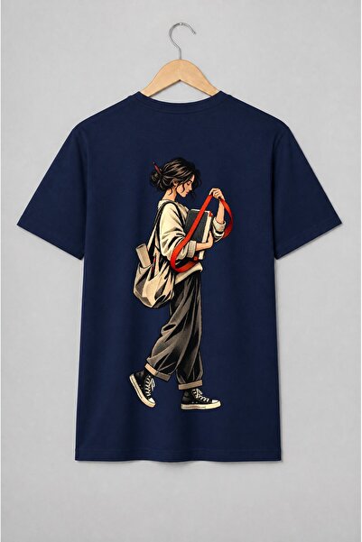 Generic Brand Tricou unisex cu Femeie cu jurnal și creion în stil retro
