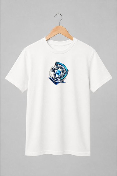 Generic Brand Tricou unisex cu Cristal geometric în structură orbitală futuristă