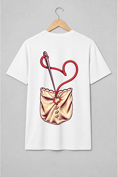 Generic Brand Tricou unisex cu Ac și ață cu inimă vintage