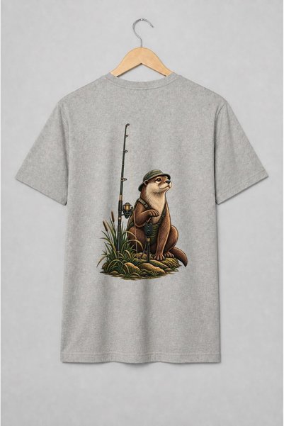Generic Brand Tricou unisex cu Vidră pescar cu undiță stil outdoor